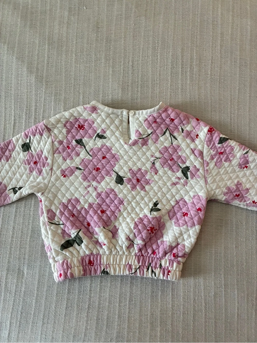 Old Navy Fall Toddler Quilted Cream Pink Cherry Blossom Floral Sweatshirt 3T EUC